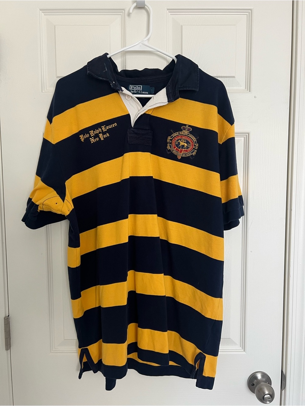 VTG Polo By Ralph Lauren New York Short Sleeve Rugby Shirt Crest XXL